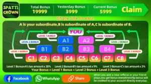 Refer & Earn in 3 Patti Crown App